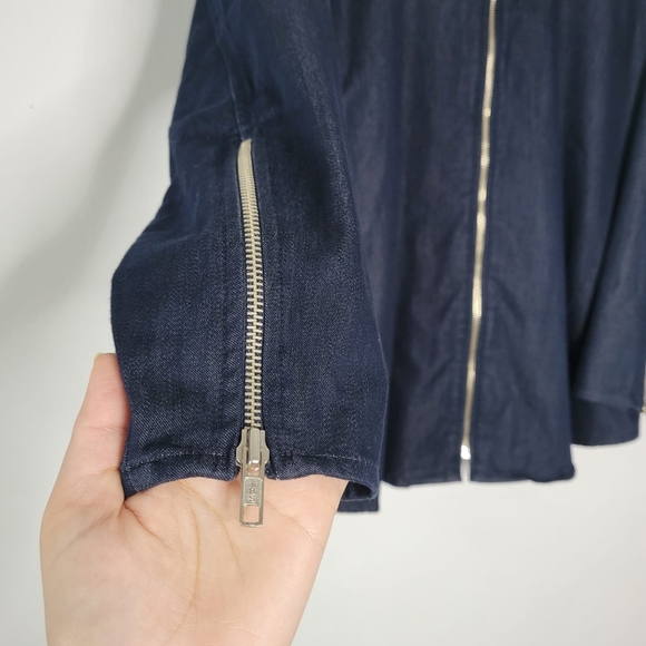Venezia Jeans Women Full Zip Jacket Size 14 Blue Denim Stretch Biker Lightweight - Picture 8 of 10